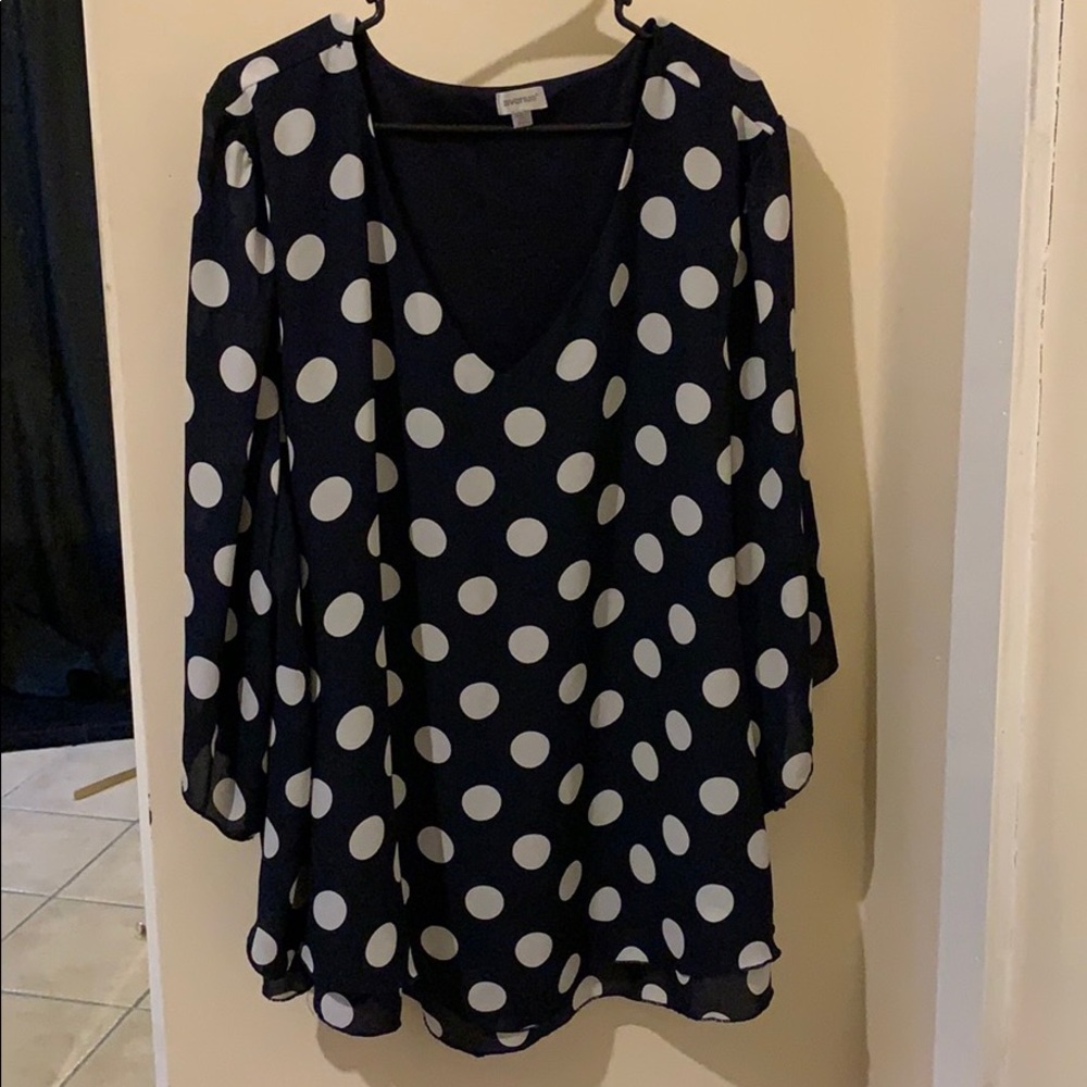 Avenue Navy Polka Dot 3/4 sleeve blouse